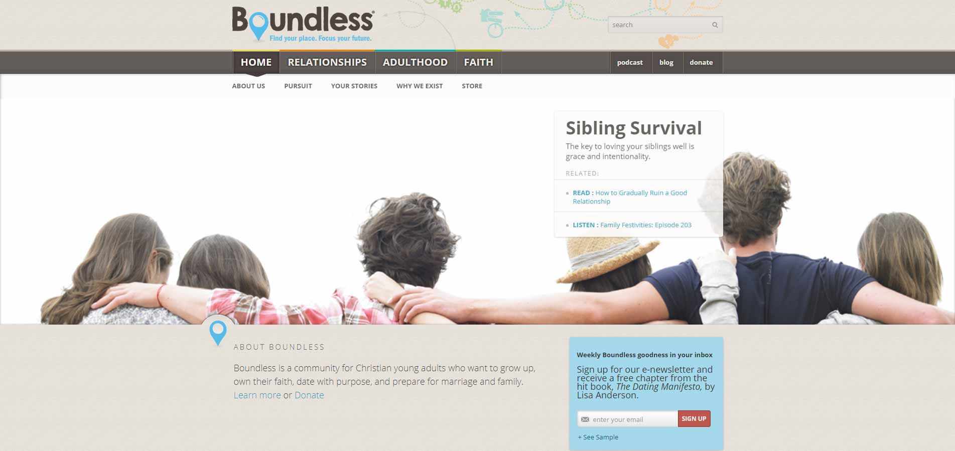 Boundless home page image for international dating site review