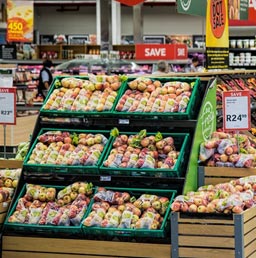 A photo of a supermarket aisle.