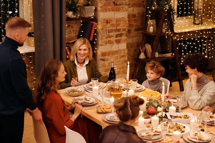 family having christmas dinner