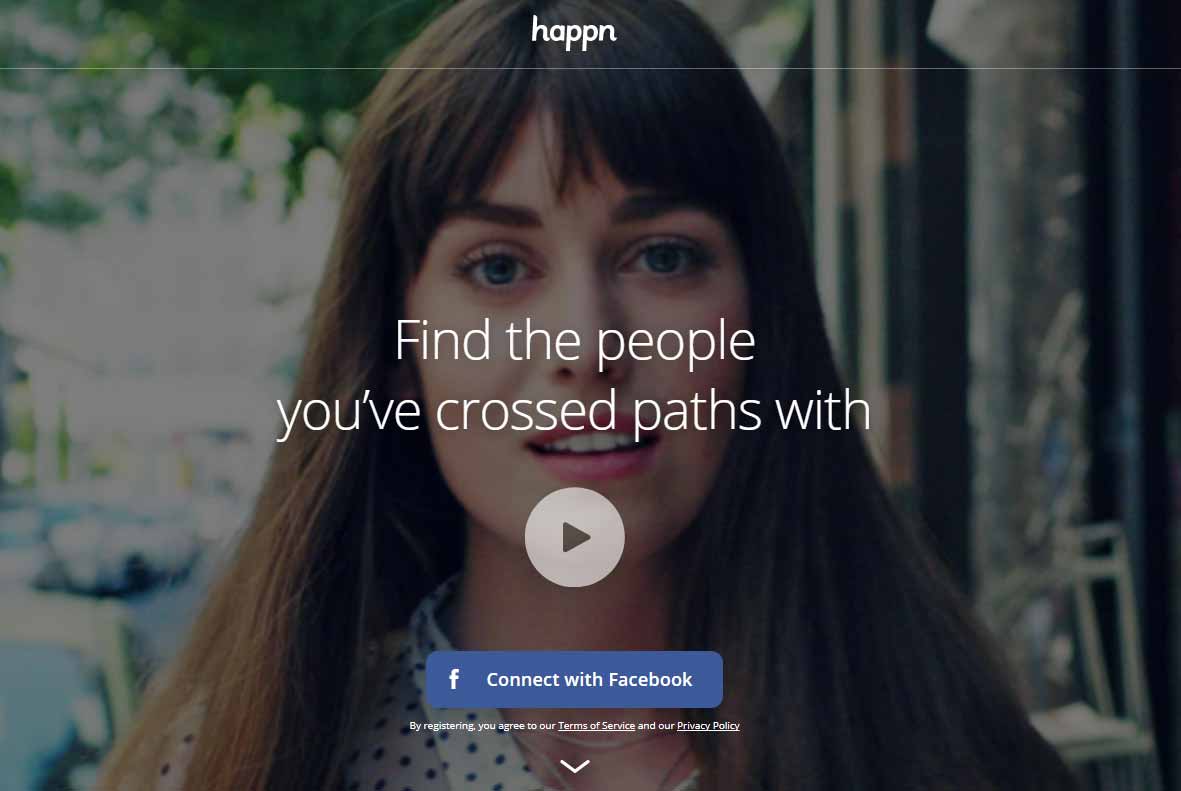 Happn home page for international dating site review