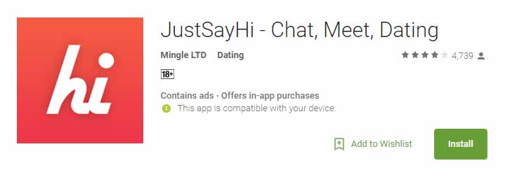 JustSayHi Android app icon image for international dating site review
