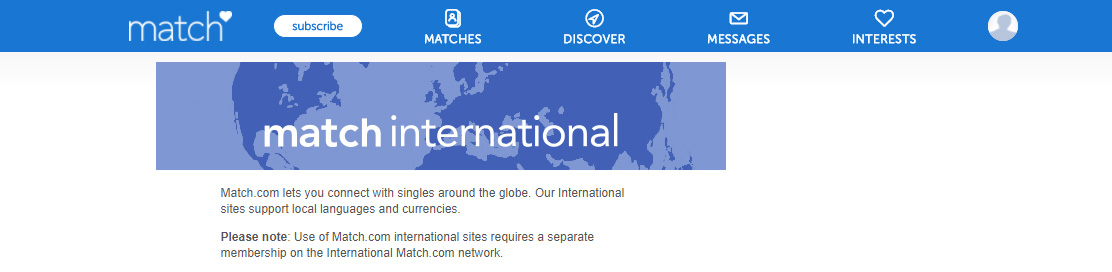 Match international page image for international dating site review